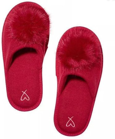 Amazon.com | Victoria's Secret Pom Pom Pretty Red Slippers - Medium 7/8 | Slippers