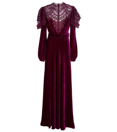 Costarellos - Ashley silk velvet gown | Mytheresa