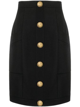 Balmain button-embellished Wool Skirt - Farfetch