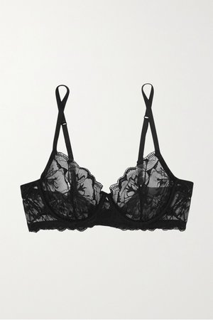 Black Alida stretch-Leavers lace underwired soft-cup bra | La Perla | NET-A-PORTER