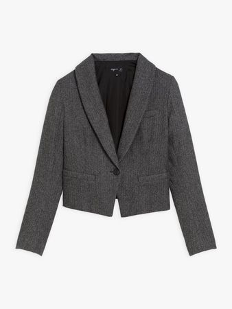 mottled grey herringbone wool blend jacket | agnès b.
