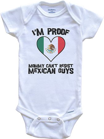 Amazon.com: I'm Proof Mommy Can't Resist Mexican Guys Mexico Flag Heart One Piece Baby Bodysuit, 24 Months White: Clothing, Shoes & Jewelry