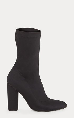 Black Block Heel Sock Boot | Shoes | PrettyLittleThing USA