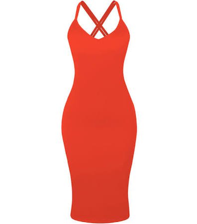 FashionMia Color Orange Red Spaghetti Strap Backless Plain Hot Designed Bodycon Dress Size L