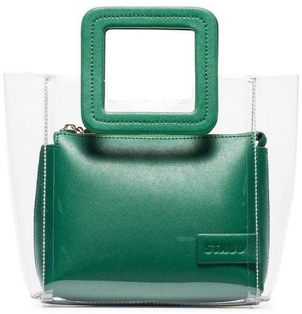 Staud Mini Shirley green and leather and PVC tote