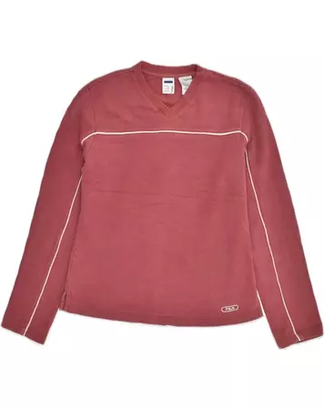 FILA Womens Sweatshirt Jumper UK 12 Medium Burgundy Cotton | Vintage & Second-Hand Clothing Online | Thrift Shop