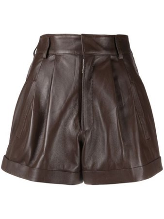 Manokhi high-rise gathered leather shorts brown SS21MANO203A997OVERSIZEDJETTBROWN - Farfetch