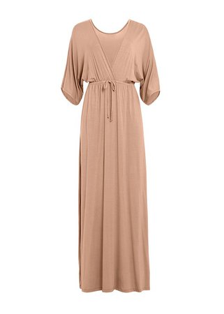 Kimono Sleeve Maxi Dress in Camel | VENUS