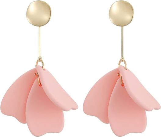 Amazon.com: RUOFFETA Acrylic Petal Earrings for Women, Long Rose Petal Dangle Earrings Boho Flower Statement Earrings Floral Jewelry Gift(Pink B): Clothing, Shoes & Jewelry