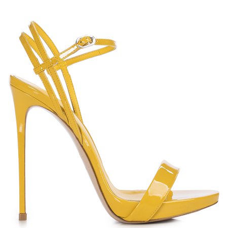 GWEN SANDAL 120 mm | Yellow curry patent leather sandal | Le Silla