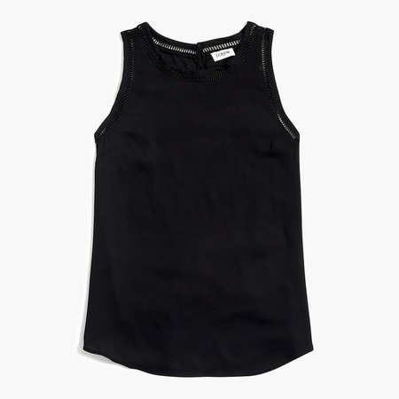 Sleeveless top with ladder trim