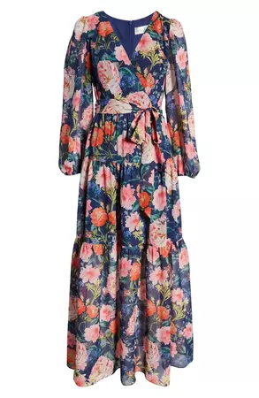 Eliza J Floral Long Sleeve Maxi Dress | Nordstrom
