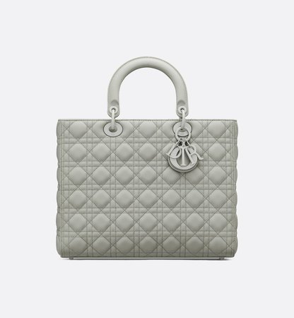 Large Gray Stone Lady Dior Matte Calfskin Bag - Bags - Women's Fashion | DIOR