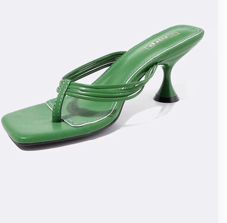 green thong heel sandal