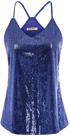 GRACE KARIN Women Sequin Sleeveless Party Camisole Tank Tops Size L, Leopard at Amazon Women’s Clothing store