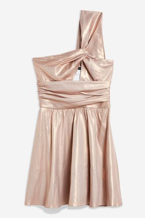Foil Twist Shoulder Mini Dress | Topshop champagne