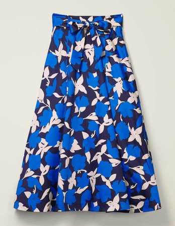 Brooke Belted Skirt - Bold Blue, Clematis Large | Boden US