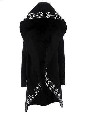 Black Restyle Witchcraft Halloween Irregular Oversized Hooded Gothic Alternative Goth Cardigan Coat - Outerwears - Tops