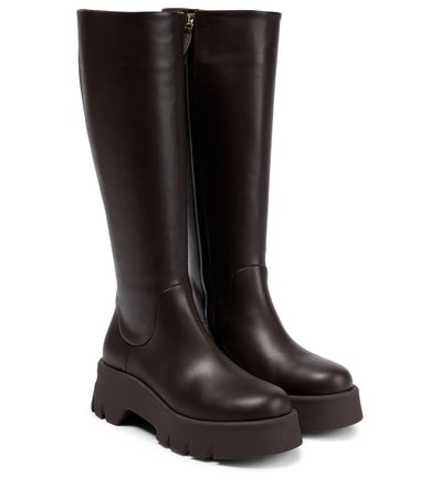 Gianvito Rossi - Montey leather platform boots | Mytheresa