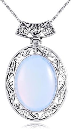 Amazon.com: Kelyma Blue Chalcedony Necklace for Women Stainless Steel Oval Stone Pendant Vintage Gemstone Jewelry Gift for Daughter Mom Birthday Christmas : Clothing, Shoes & Jewelry