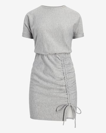 Metallic Ruched Side T-shirt Dress | Express