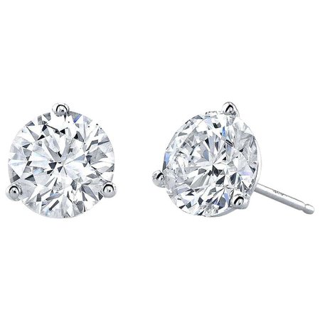GIA Certified 12 Carat Round Cut Diamond Platinum Stud Earrings For Sale at 1stDibs