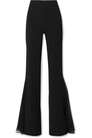 Cushnie | Silk chiffon-trimmed stretch-cady flared pants | NET-A-PORTER.COM
