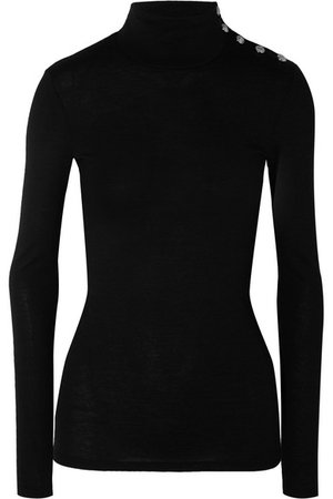 Balmain | Button-embellished wool and cotton-blend turtleneck sweater | NET-A-PORTER.COM