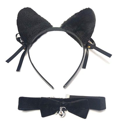 Amazon.com: Woman Cat Ear Headband, Black: Clothing