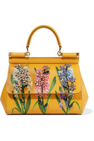 Dolce & Gabbana | Sicily small embellished printed textured-leather tote | NET-A-PORTER.COM