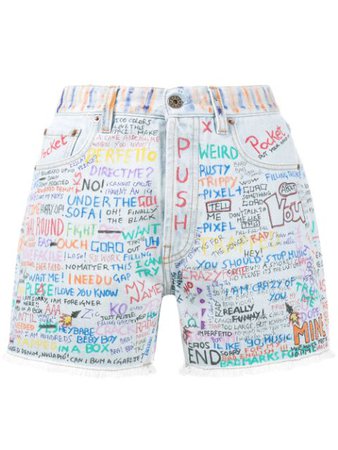 Faith Connexion hand-painted graffiti denim shorts $207 - Buy Online SS17 - Quick Shipping, Price