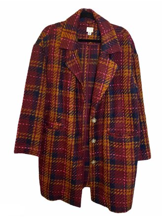 A New Day Target Plaid Boho Button Up Pea Coat