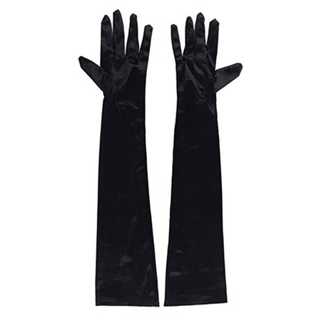 DreamHigh Women's Party Wedding 21" Long Satin Finger Gloves Black at Amazon Women’s Clothing store: