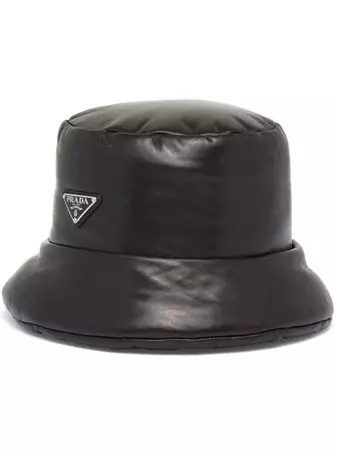 Prada enamelled-logo Nappa Leather Bucket Hat - Farfetch