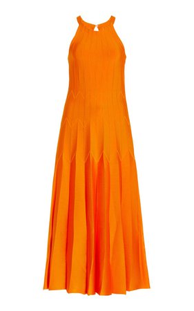 Carolina Herrera Halter Neck Knit Midi Dress
