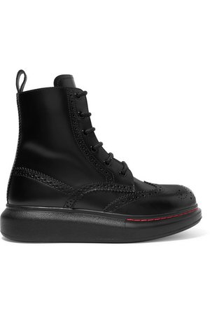 Alexander McQueen | Leather exaggerated-sole ankle boots | NET-A-PORTER.COM
