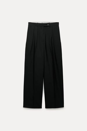 PLEATED STRAIGHT LEG PANTS ZW COLLECTION - Gray | ZARA United States