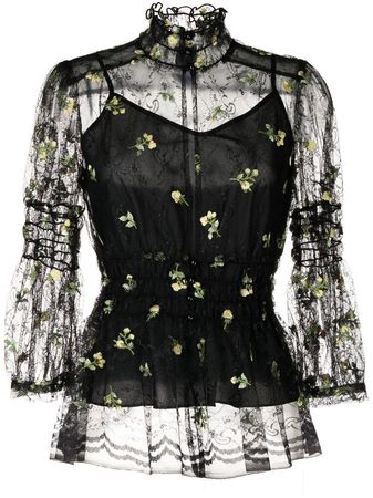 Anna Sui floral-embroidered Lace Blouse - Farfetch