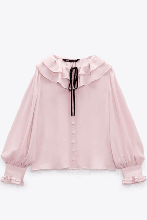 Zara pink frill blouse