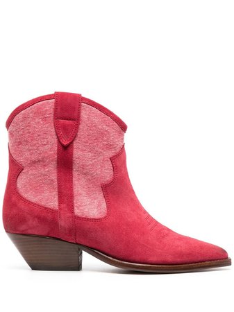 Shop red Isabel Marant embroidered toe boots with Express Delivery - Farfetch