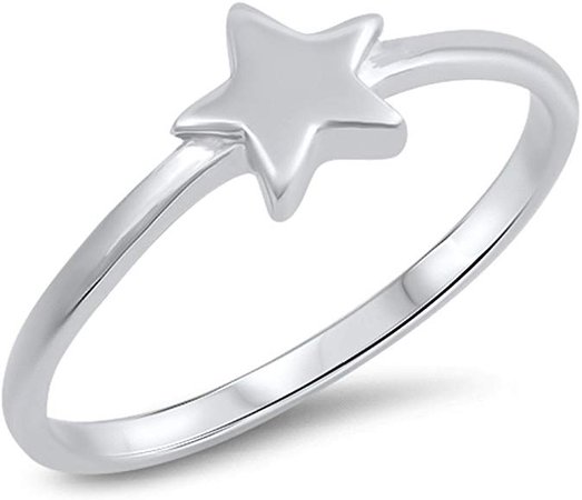 Amazon.com: Classic Star Ring New .925 Sterling Silver Cute Simple Band Size 5: Jewelry