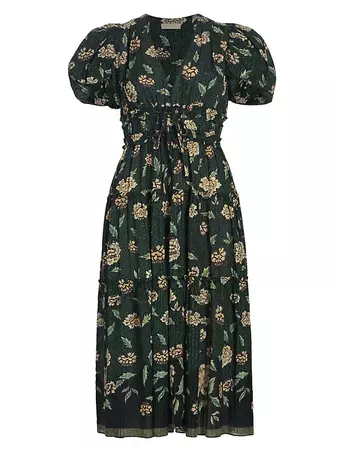 Shop Ulla Johnson Eloisa Floral Peaseant Midi-Dress | Saks Fifth Avenue