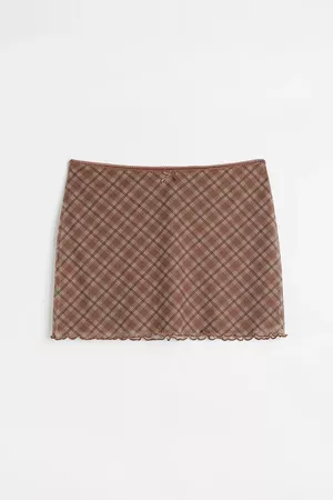 Mesh Mini Skirt - Brown/Checked - Ladies | H&M US