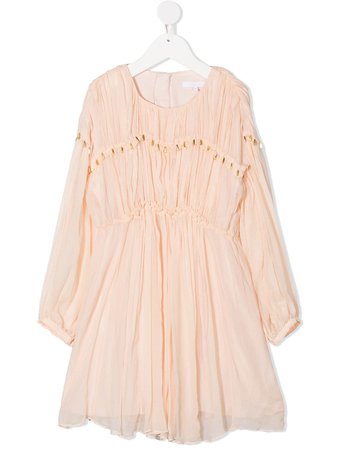 Shop Chloé Kids pleated silk dress with Express Delivery - Farfetch