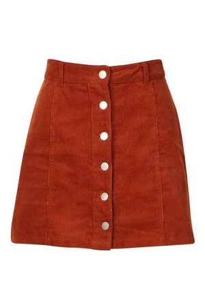 Button Through Cord Mini Skirt | Boohoo