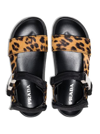 Prada leopard print touch-strap sandals $740 - Buy Online AW19 - Quick Shipping, Price