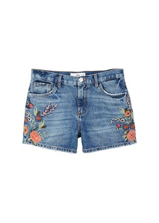 MANGO Floral embroidered shorts