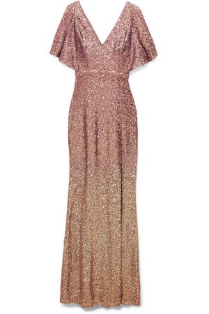 Marchesa Notte | Ombré sequined satin embellished gown | NET-A-PORTER.COM