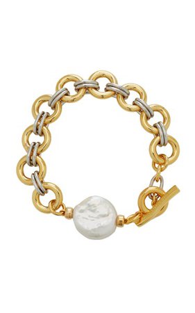Duet Pearl Gold And Silver-Plated Brass Bracelet By Lizzie Fortunato | Moda Operandi