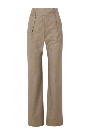 MATERIEL Pleated pinstriped wool-blend straight-leg pants